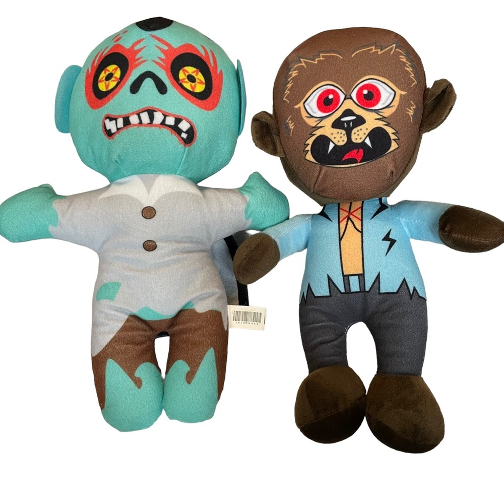 Spooky Scary Halloween Plush Werewolf & Vampire Zombie Pair Kids Switch Witch